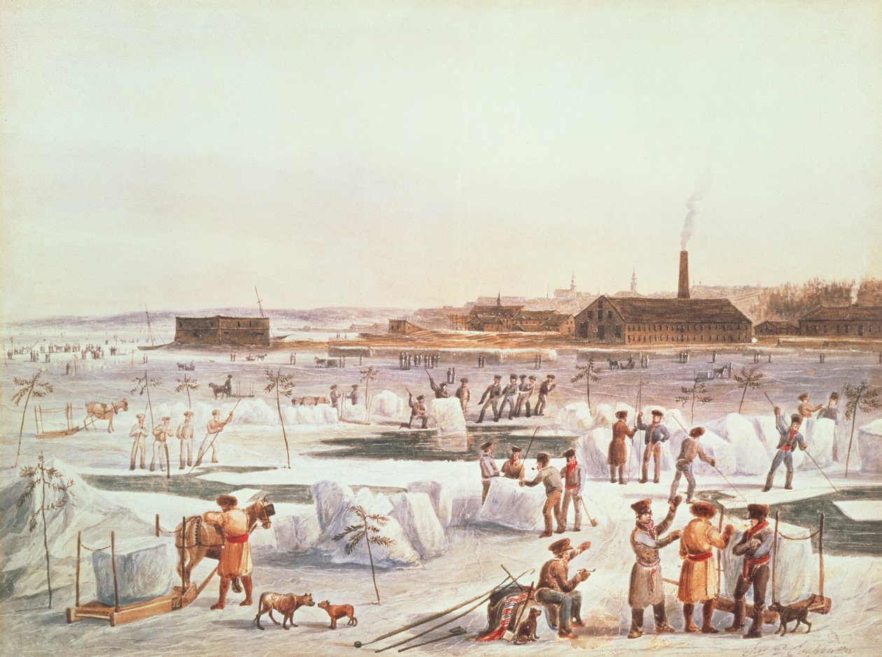 Eis schneiden im Winter auf dem St. Charles River von James Pattison Cockburn