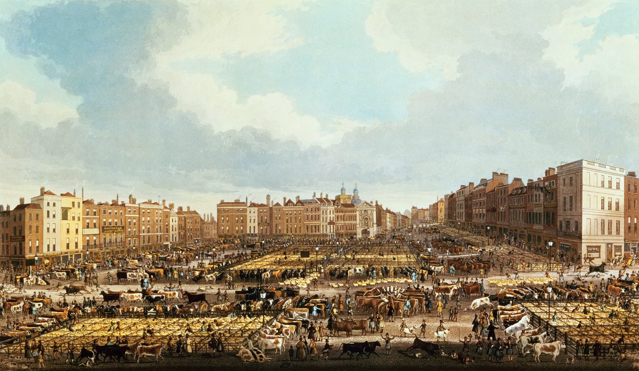 Smithfield Market, graviert von R.G. Reeve, veröffentlicht von Thomas McLean, 1831 von James Pollard