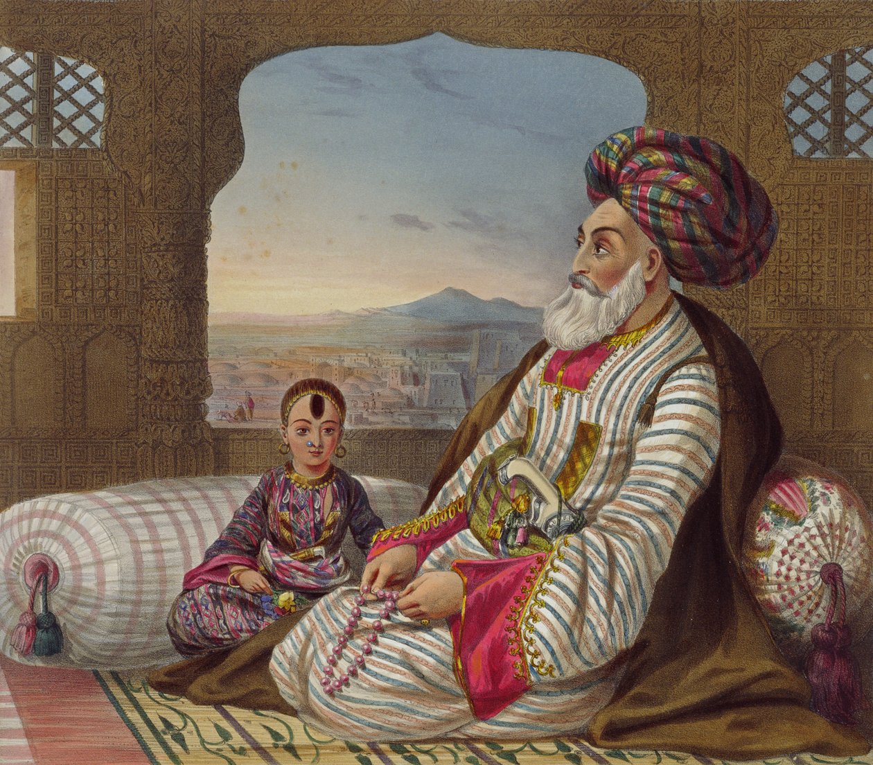 Dost Mahommed (1793-1863) König von Kabul und sein jüngster Sohn, Tafel 2 aus 