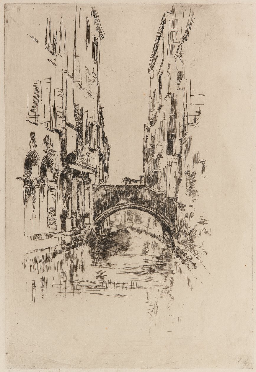 Gondel unter einer Brücke, 1879-1880 von James Abbott McNeill Whistler