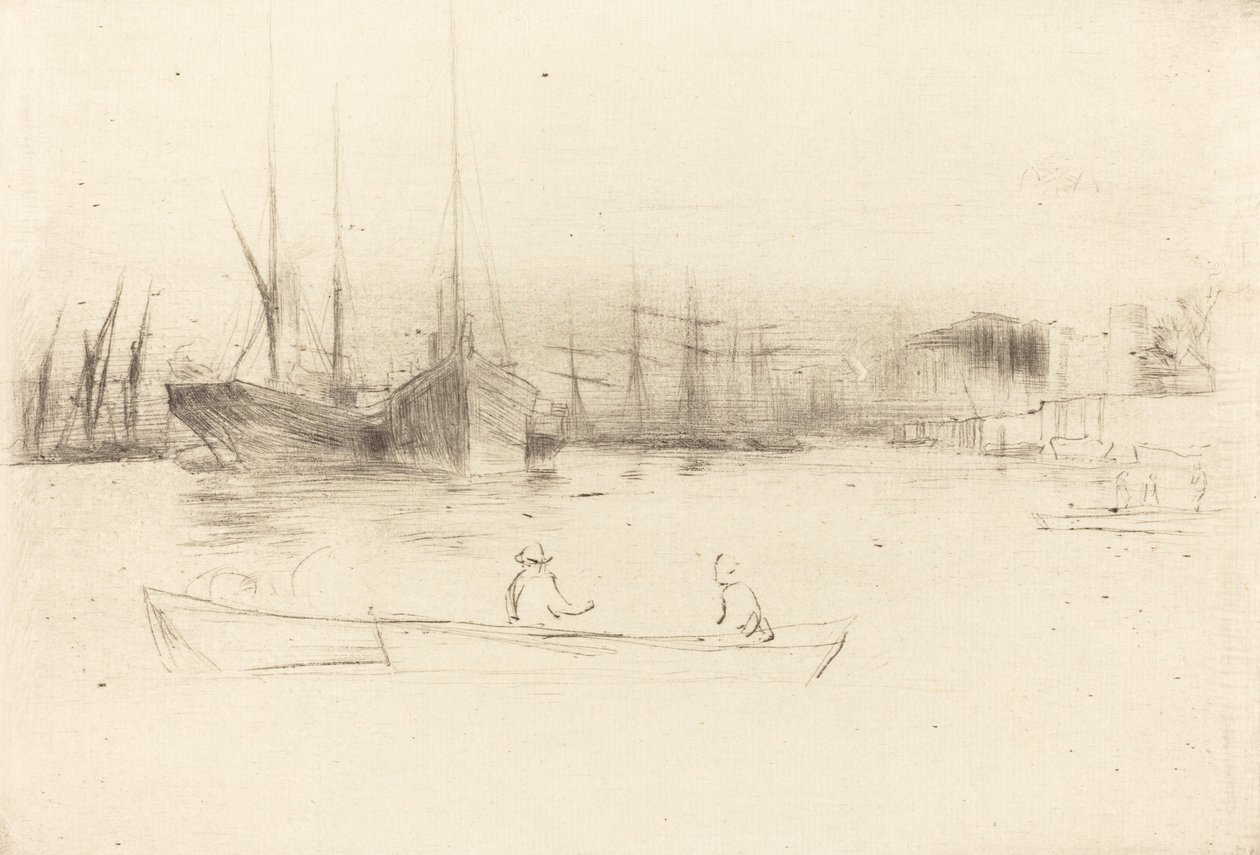 Dampfschiffe vor dem Turm, 1875 von James Abbott McNeill Whistler