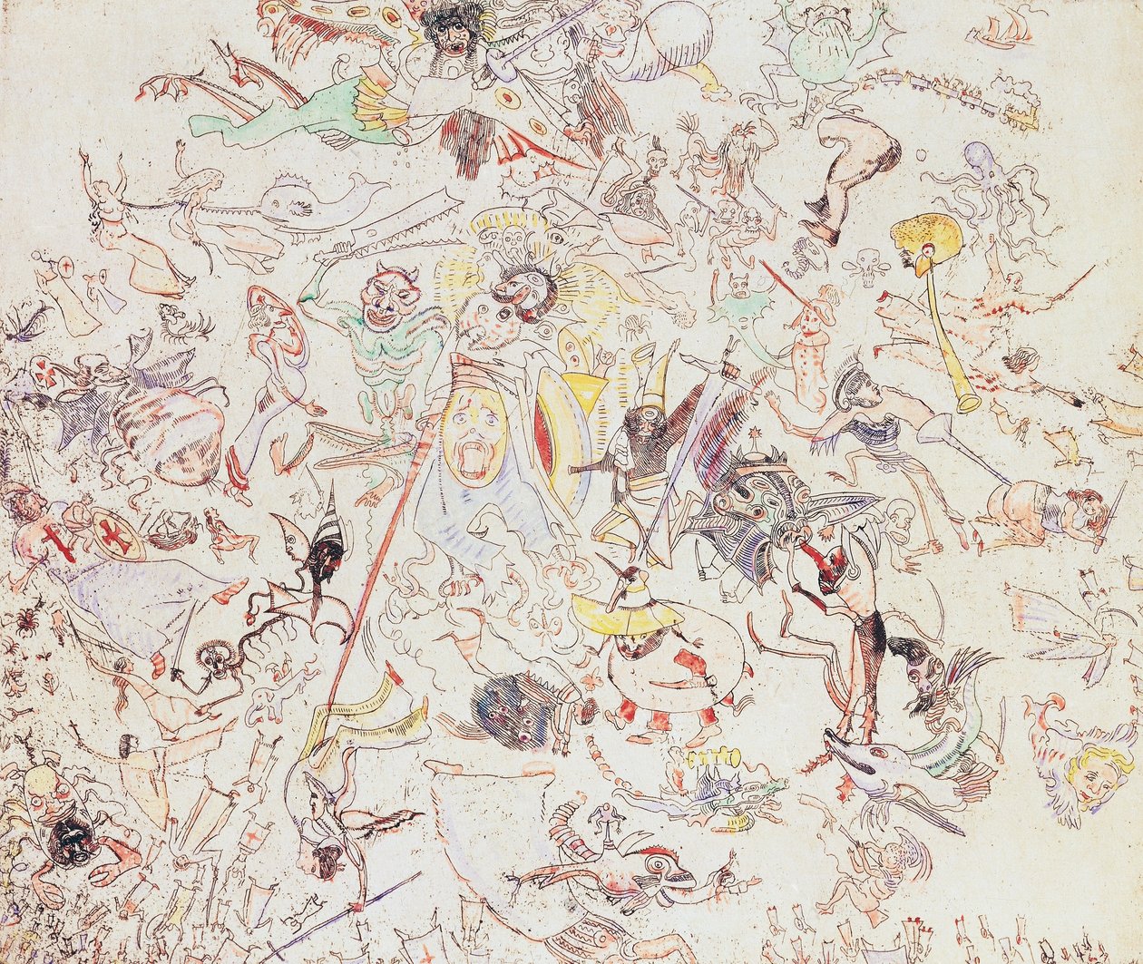 Teufel schlagen Engel und Erzengel von James Ensor