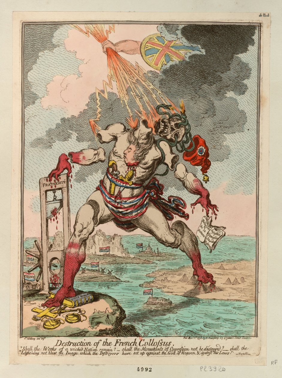 Zerstörung des französischen Kolosses, 1798 von James Gillray