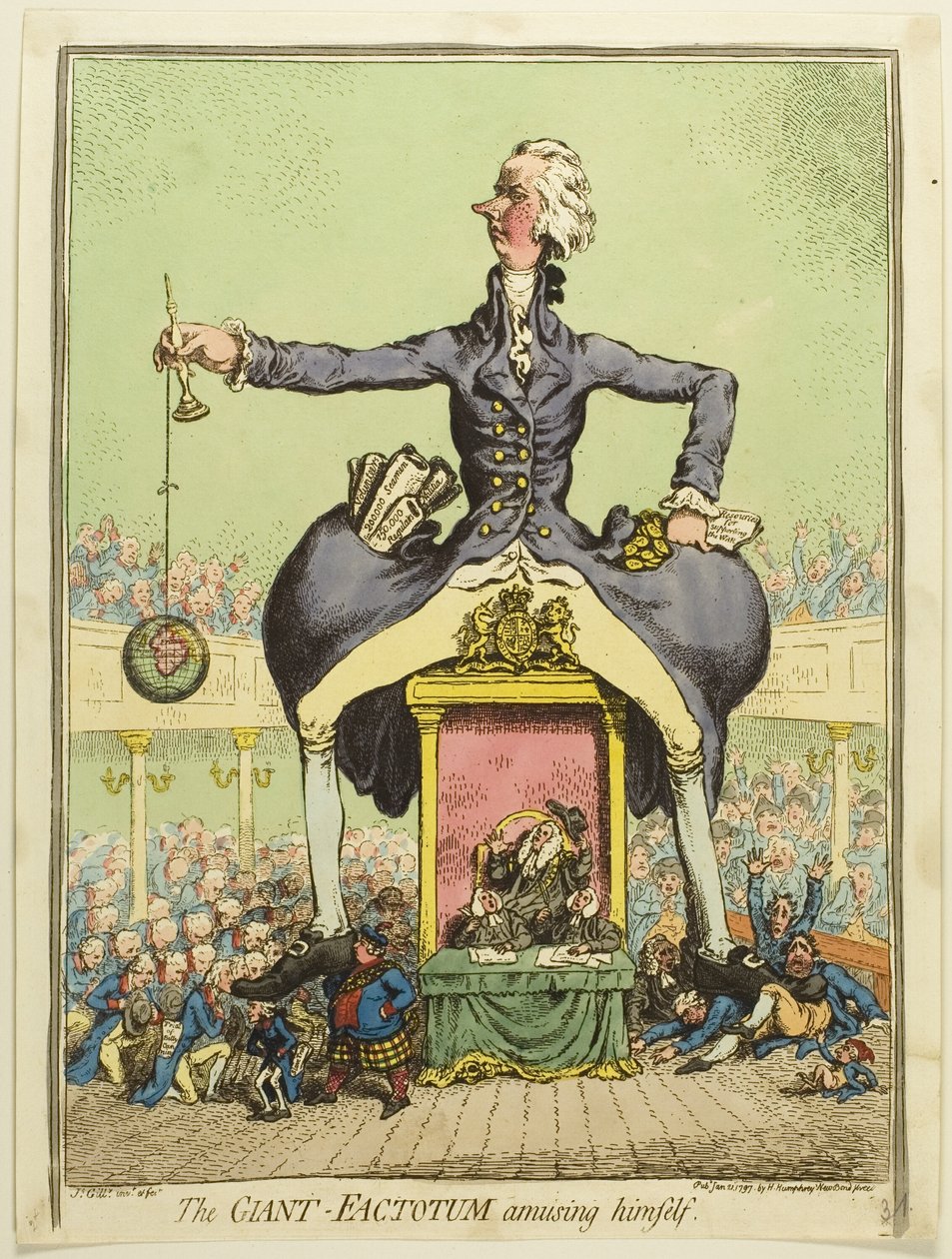 Der Riesen-Faktotum amüsiert sich von James Gillray