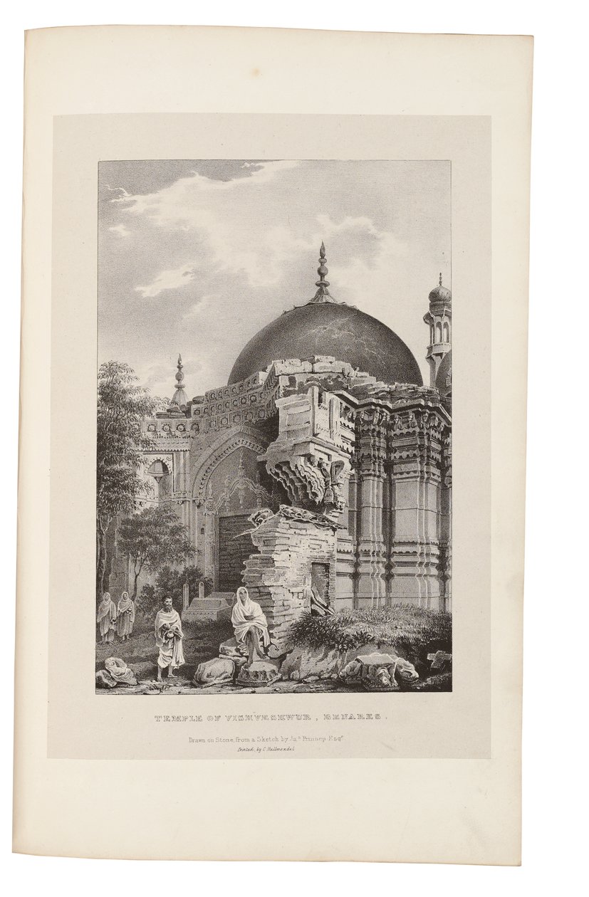 Tempel von Vishweshwur, Benares 1831-33 (Lithografie) von James Prinsep