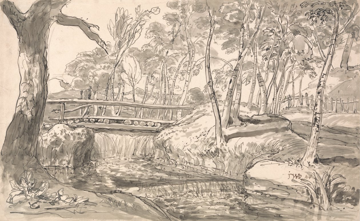 Flusslandschaft mit einem Wasserfall von James Ward