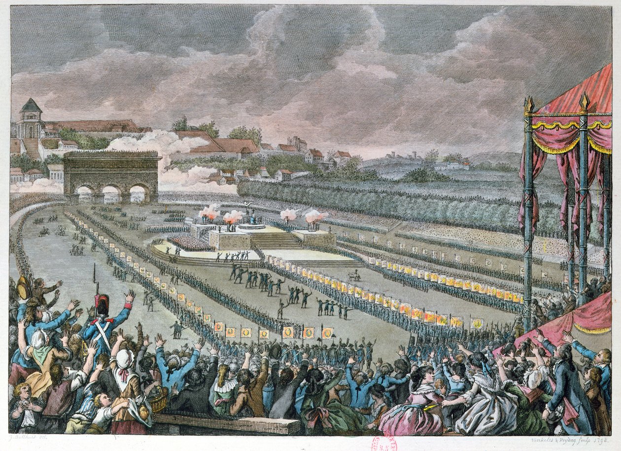 Fest der Föderation, 14. Juli 1790, auf dem Marsfeld, 1798 von Jan Bulthuis