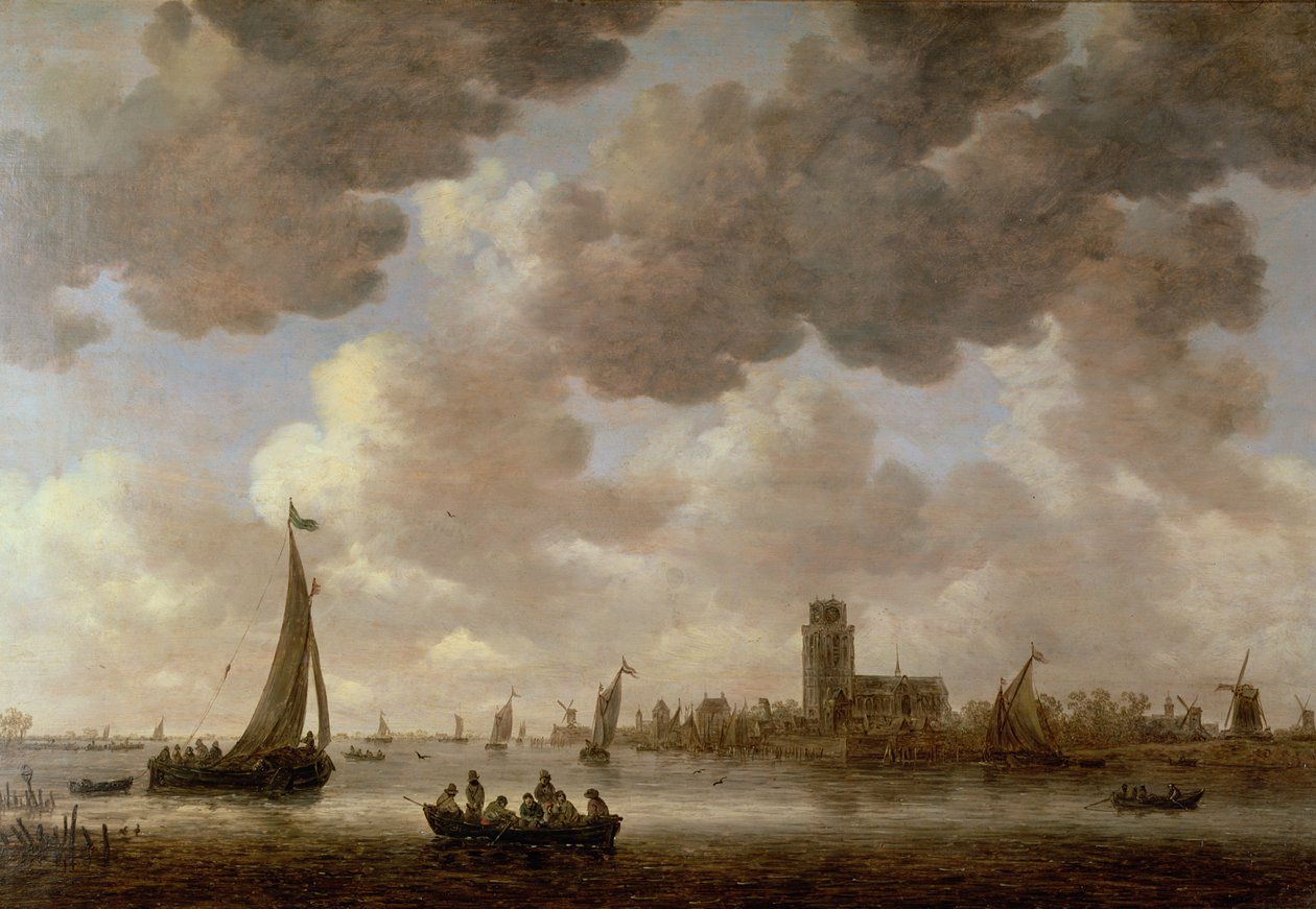 Blick auf Dordrecht flussabwärts von der Grote Kerk, 1647 von Jan Josephsz van Goyen