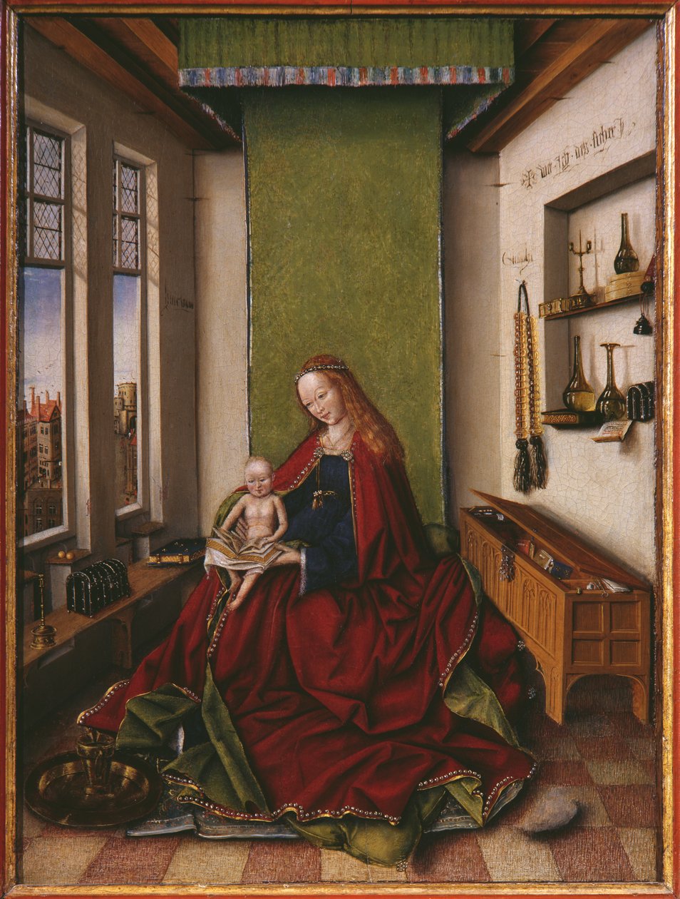 Jungfrau und Kind mit einem Buch von Jan van Eyck