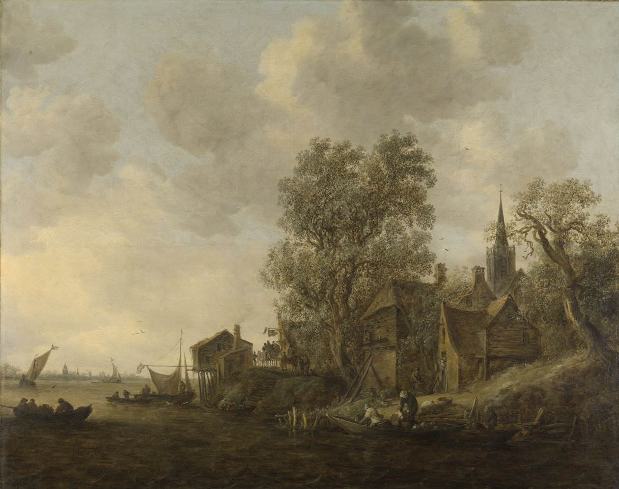 Ansicht einer Stadt an einem Fluss von Jan Josephsz van Goyen