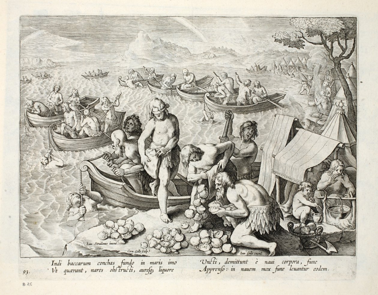 Inder tauchen nach Perlen, Platte 93, Illustration aus 