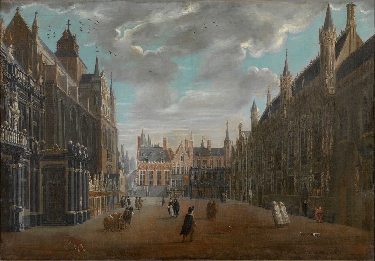 Burgplatz in Brügge, 1696 von Jan Baptist van Meunincxhove