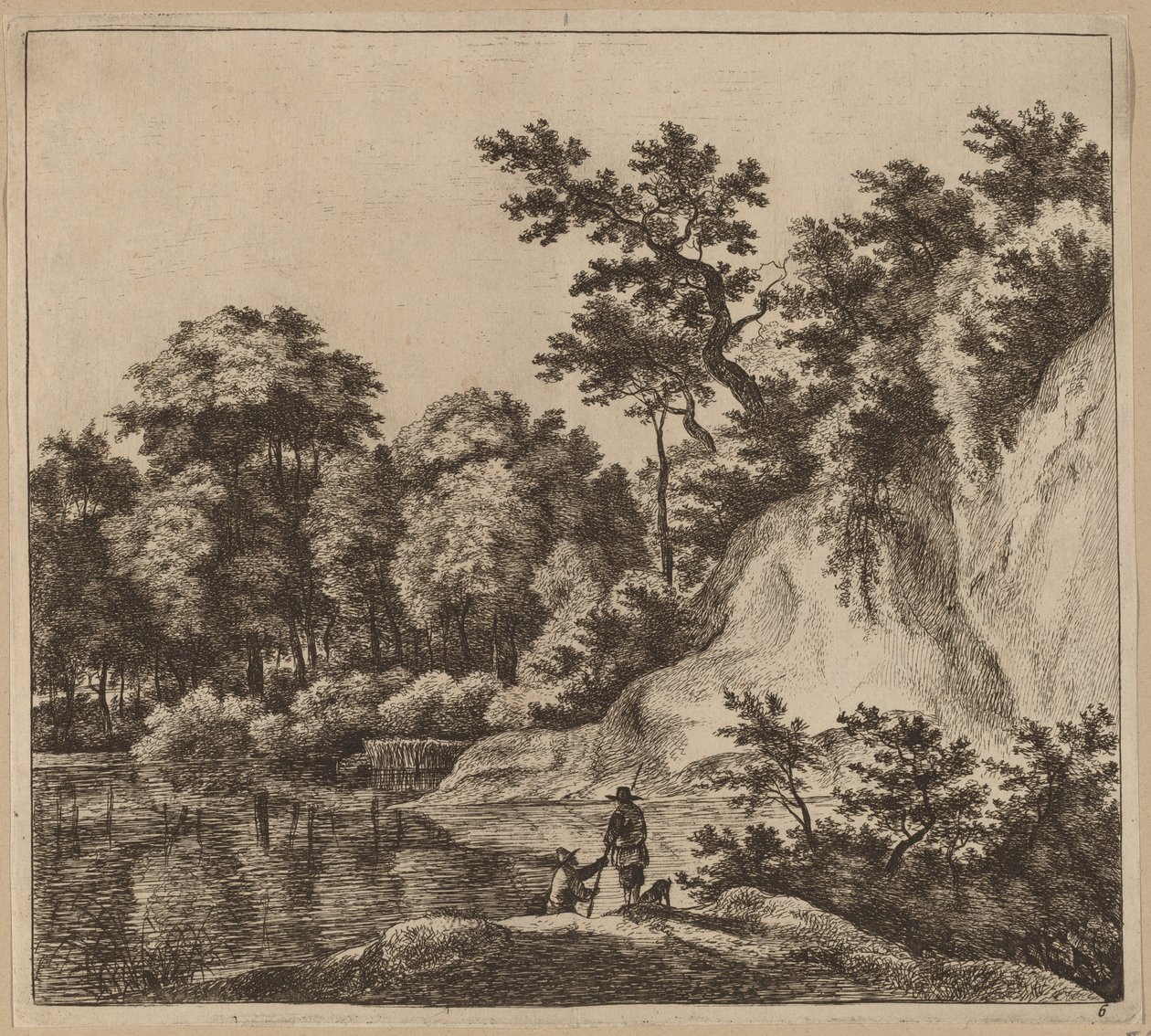 Landschaft mit Fluss und Felsen von Jan Hackaert