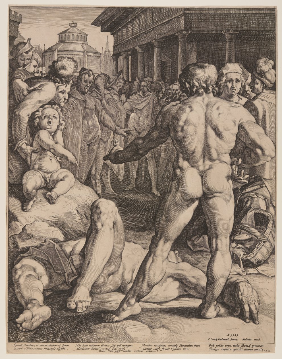 Kampf zwischen Odysseus und Iros von Jan Harmensz. Muller