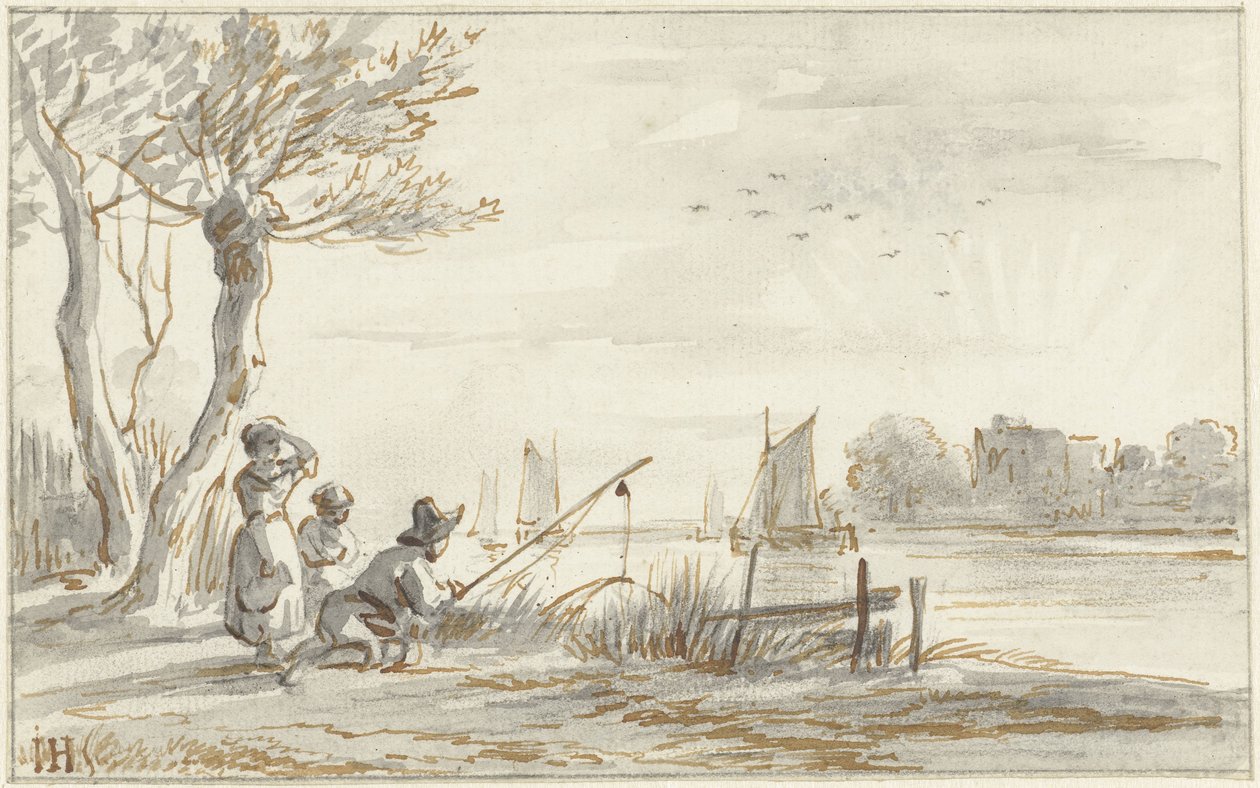Sommerliches Flussufer von Jan Hulswit