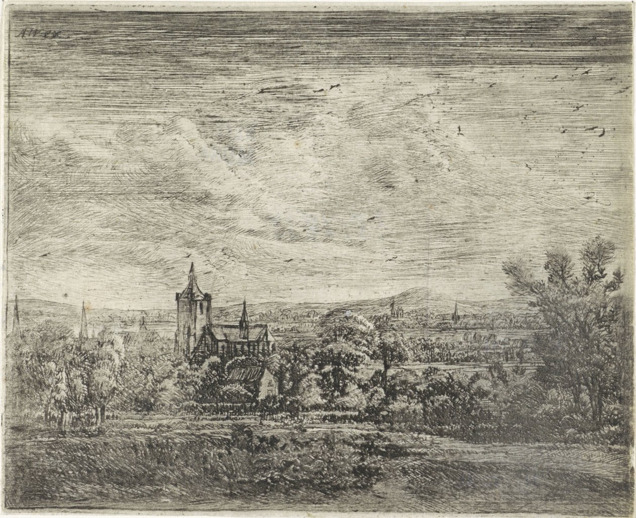 Dorfansicht mit einer Kirche von Jan Ruyscher