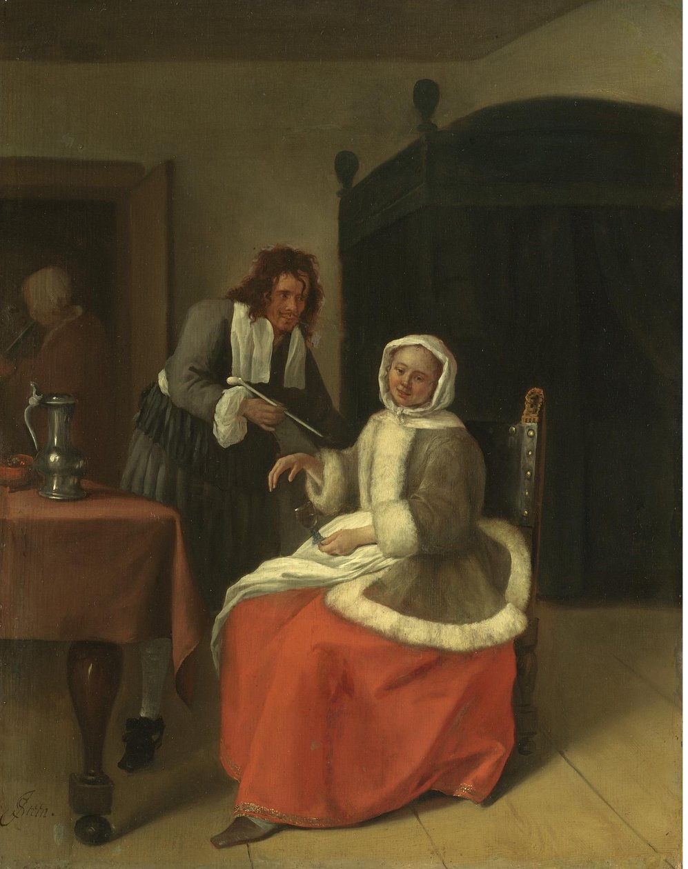 Liebende beim Wein von Jan Steen