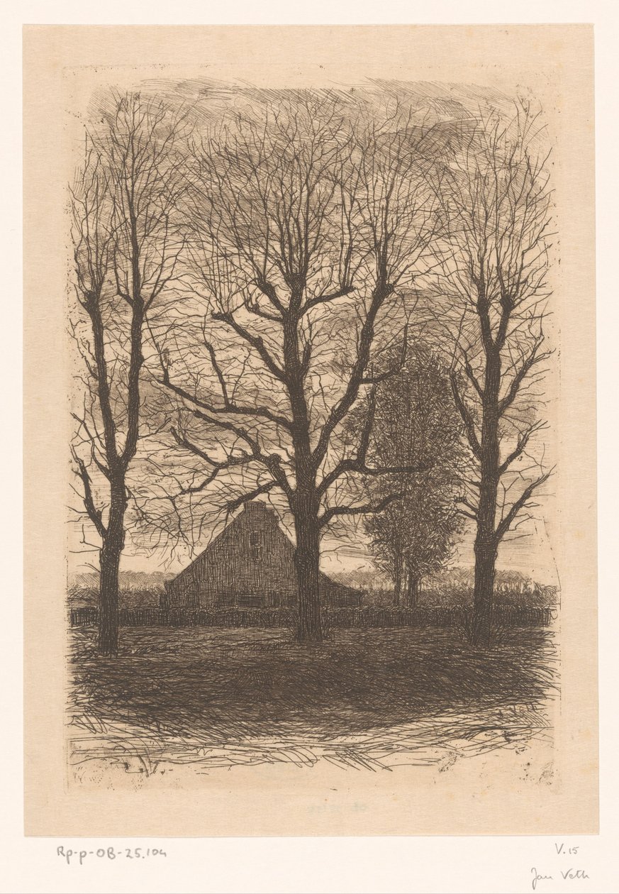 Bauernhof zwischen hohen Bäumen, Ewijkshoeve von Jan Veth