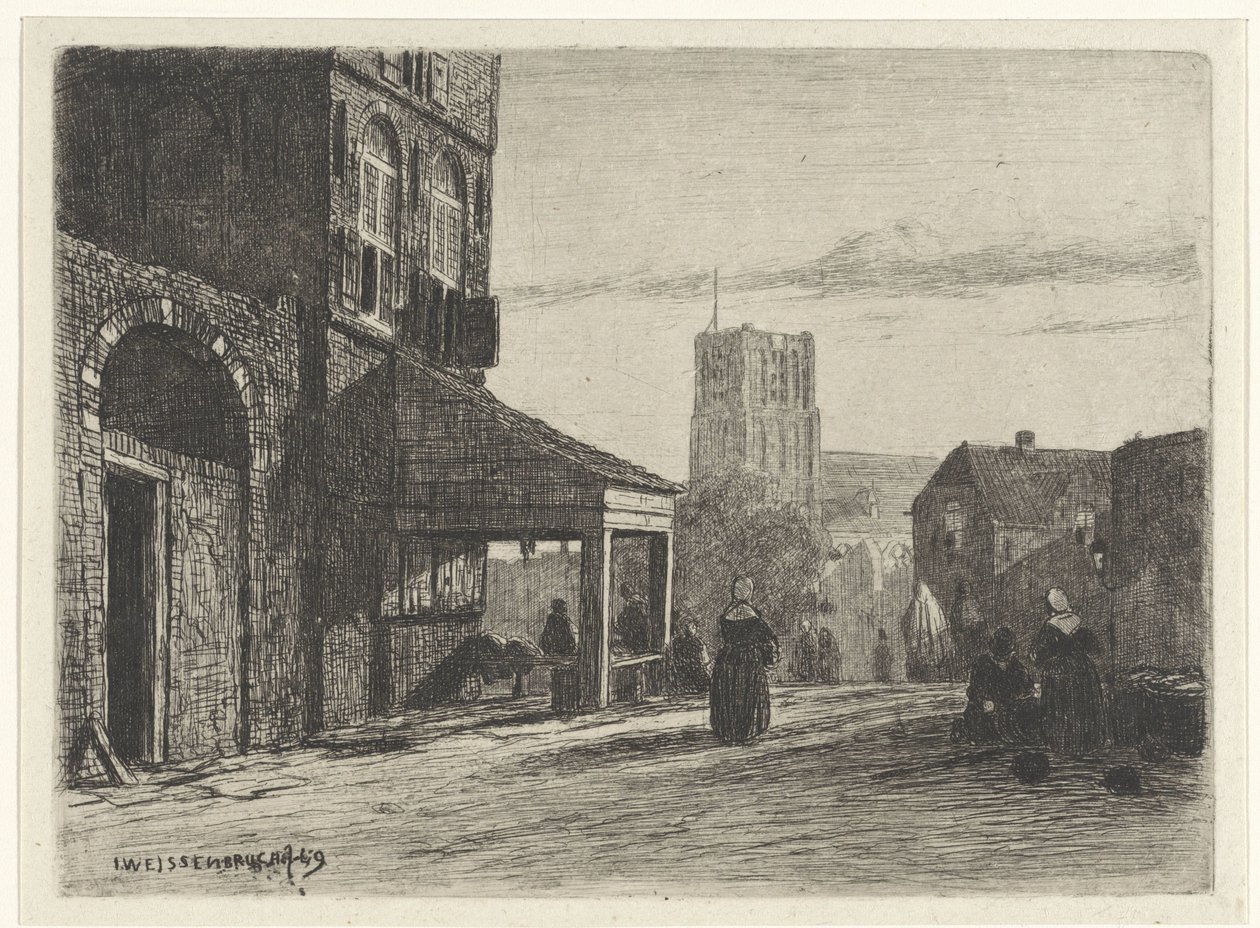 Ansicht der St.-Martins-Kirche in Woudrichem von Jan Weissenbruch