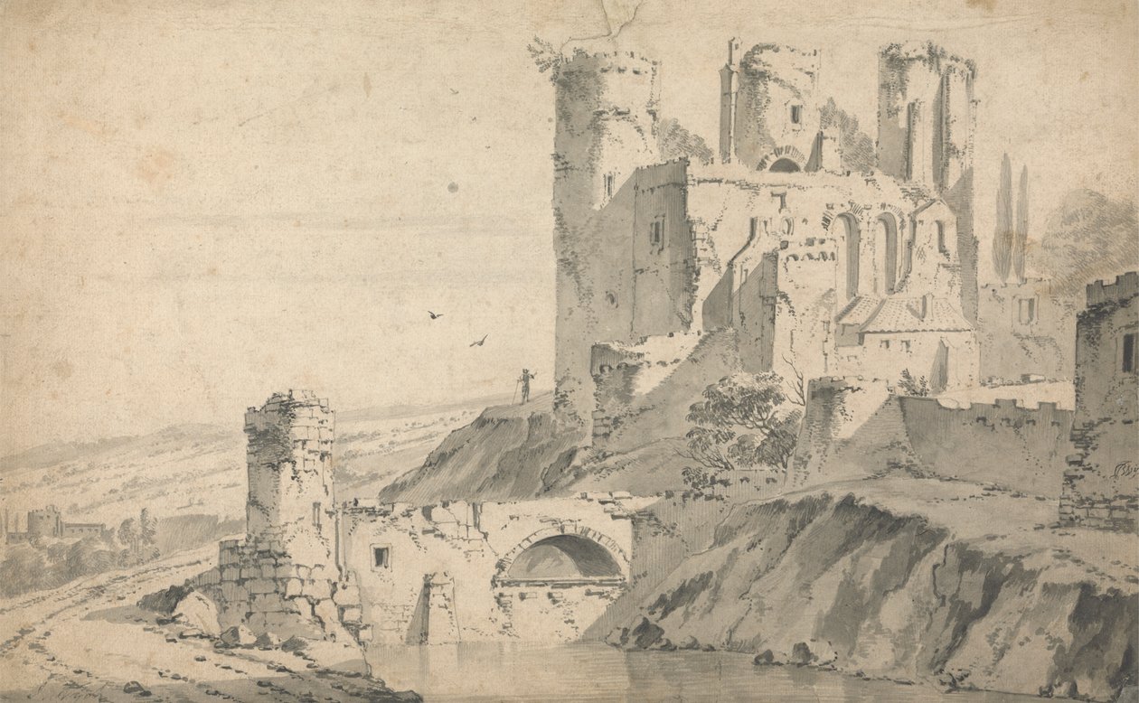 Ruine eines Schlosses an einem Fluss von Jan Wyck