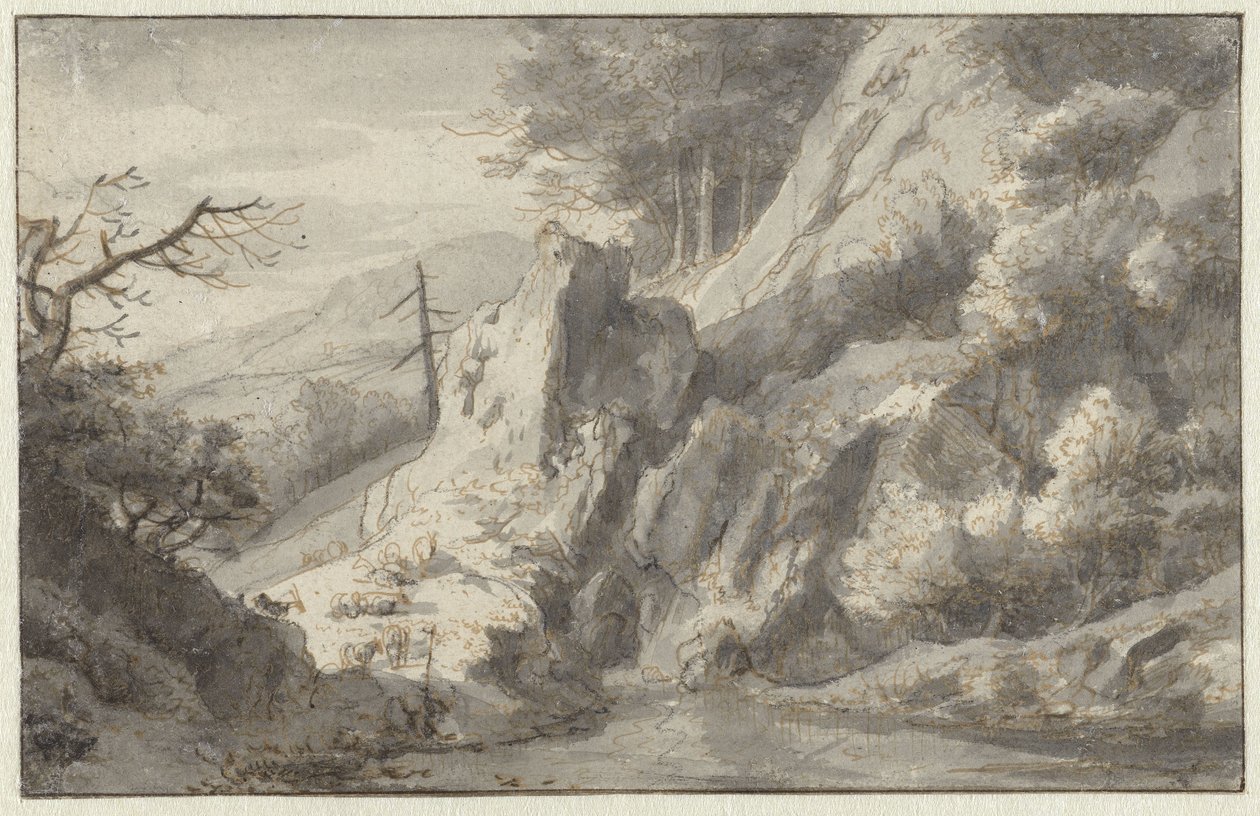 Berglandschaft mit toter Konifere von Jan van Aken