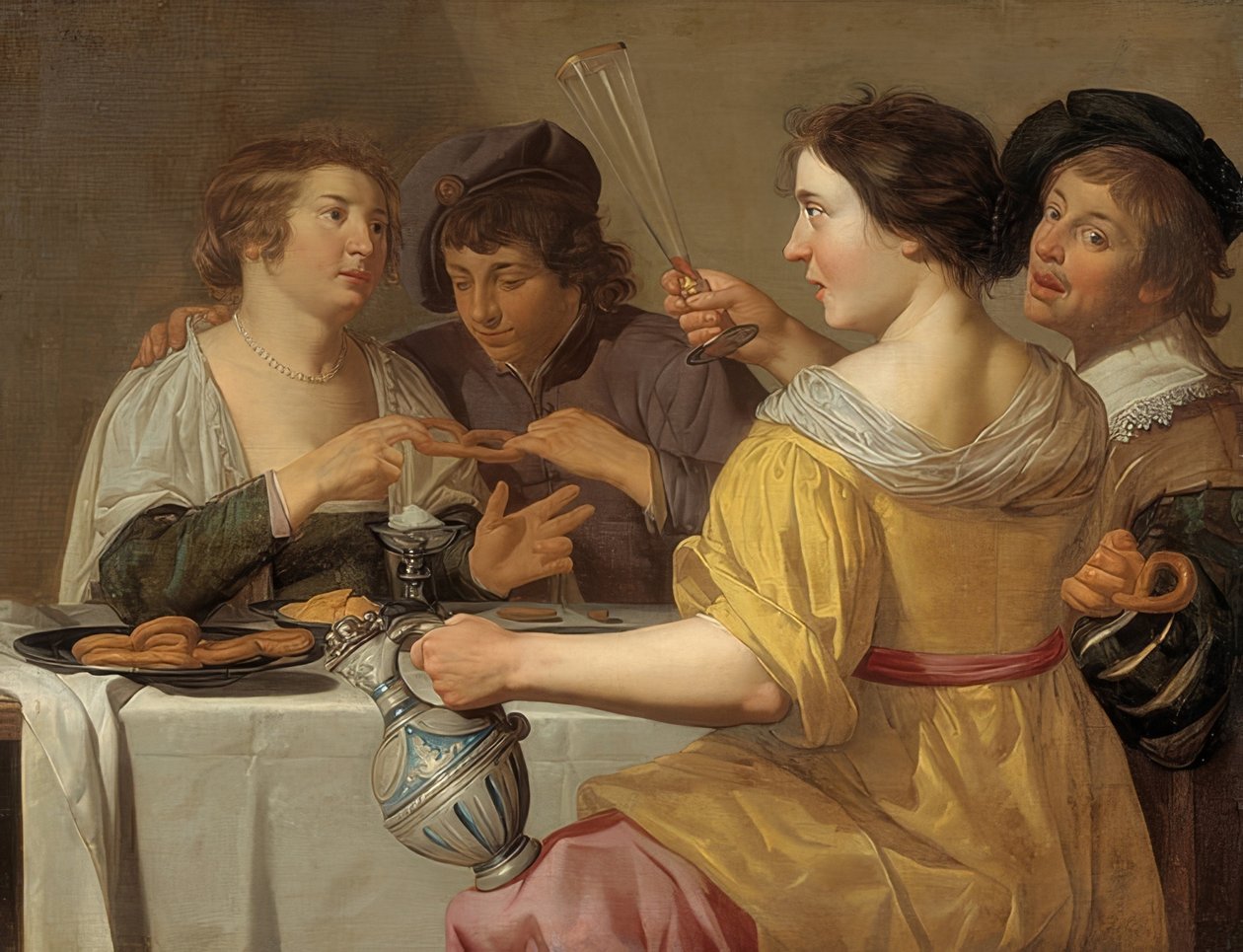 Die Bretzelesser. 1630-40 von Jan van Bijlert