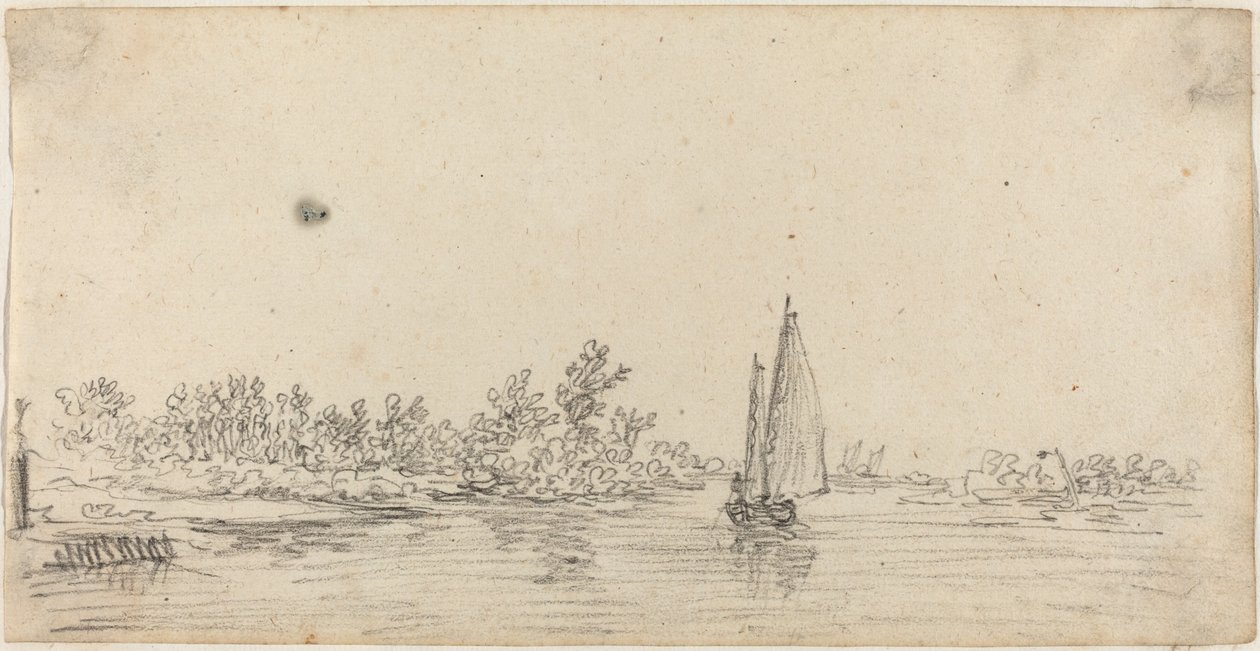 Segelboot auf einem Flussmündungsgebiet von Jan van Goyen