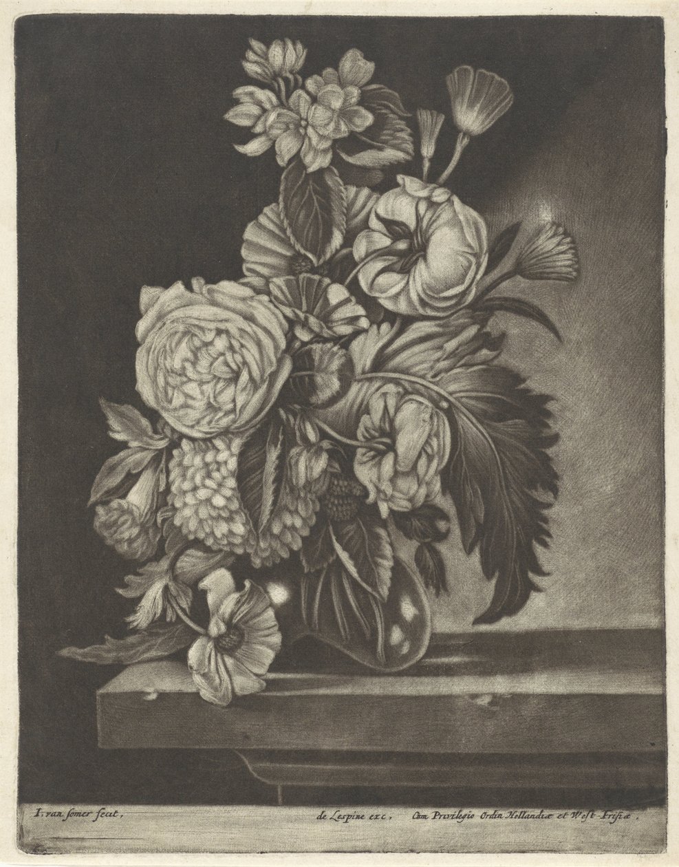 Blumen in einer Glasvase von Jan van Somer