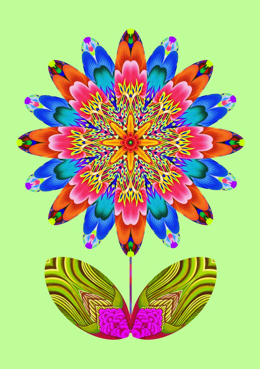 Blumenausschnitt auf blassgrün, 2020 von Jane Tattersfield