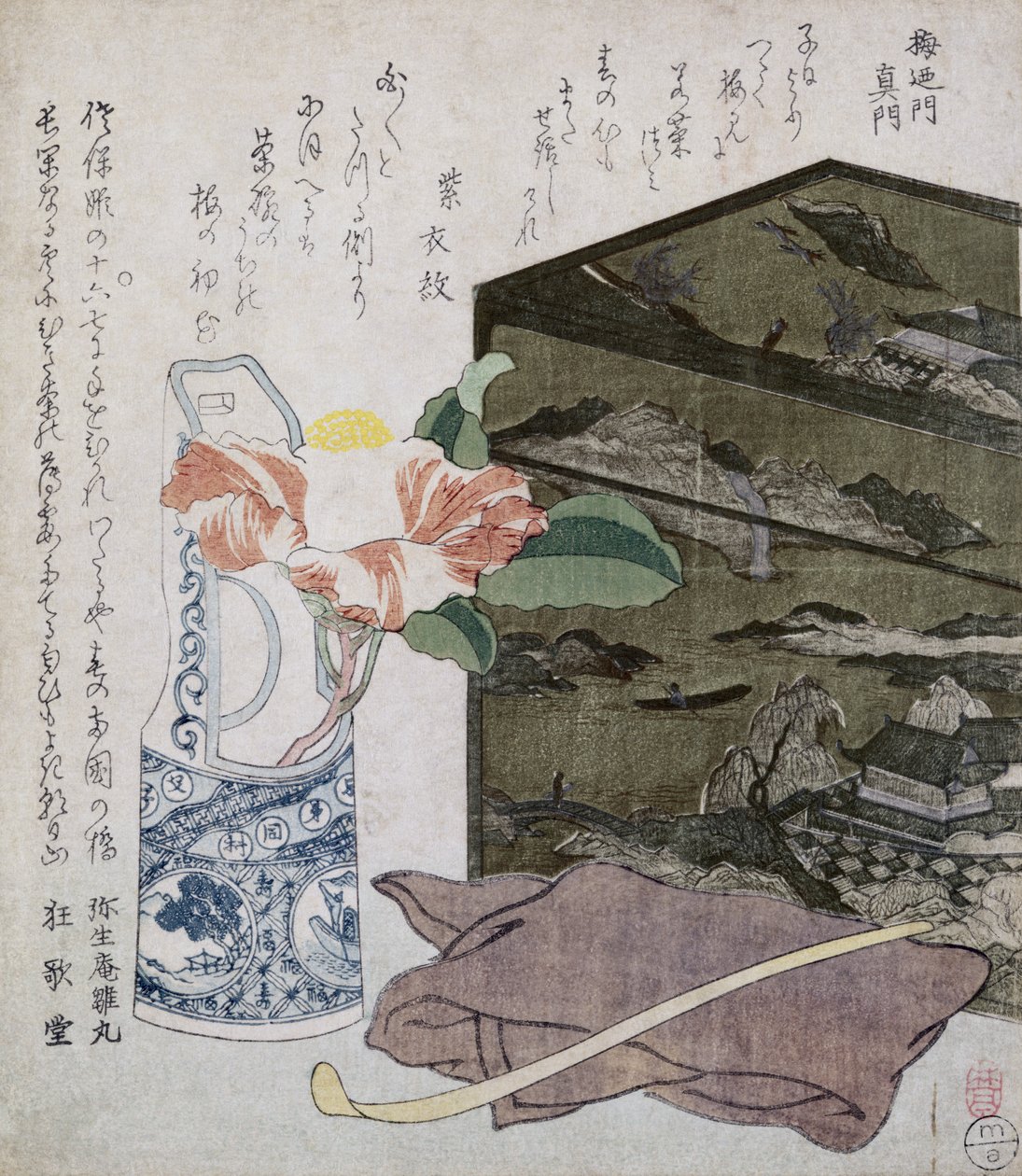 Stillleben mit einer Kamelie, ca. 1820 von Japanese School