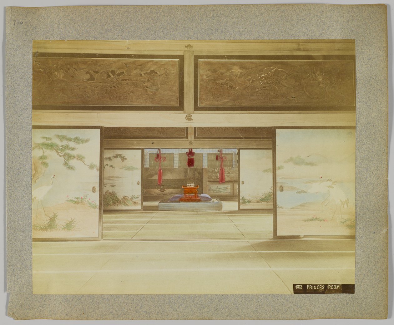 Fürstenzimmer, Japan (handkoloriertes s/w Foto) von Japanese Photographer