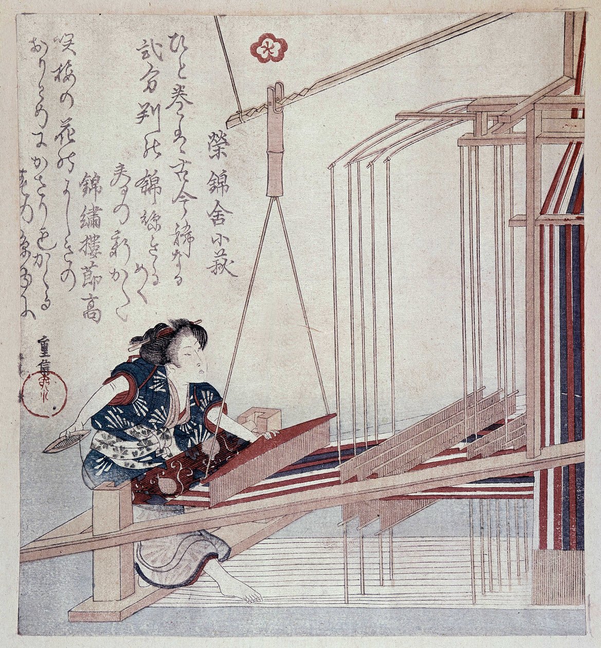 Japanischer Webstuhl, Druck aus dem späten 19. Jahrhundert von Japanese School