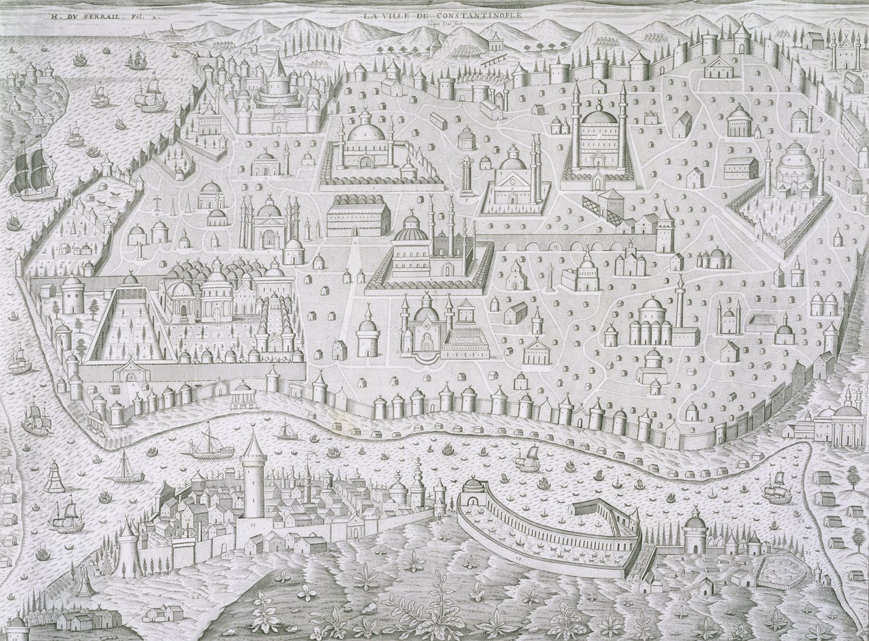 Stadtplan von Konstantinopel, Türkei, ca. 1650 von Jaspar de Isaac
