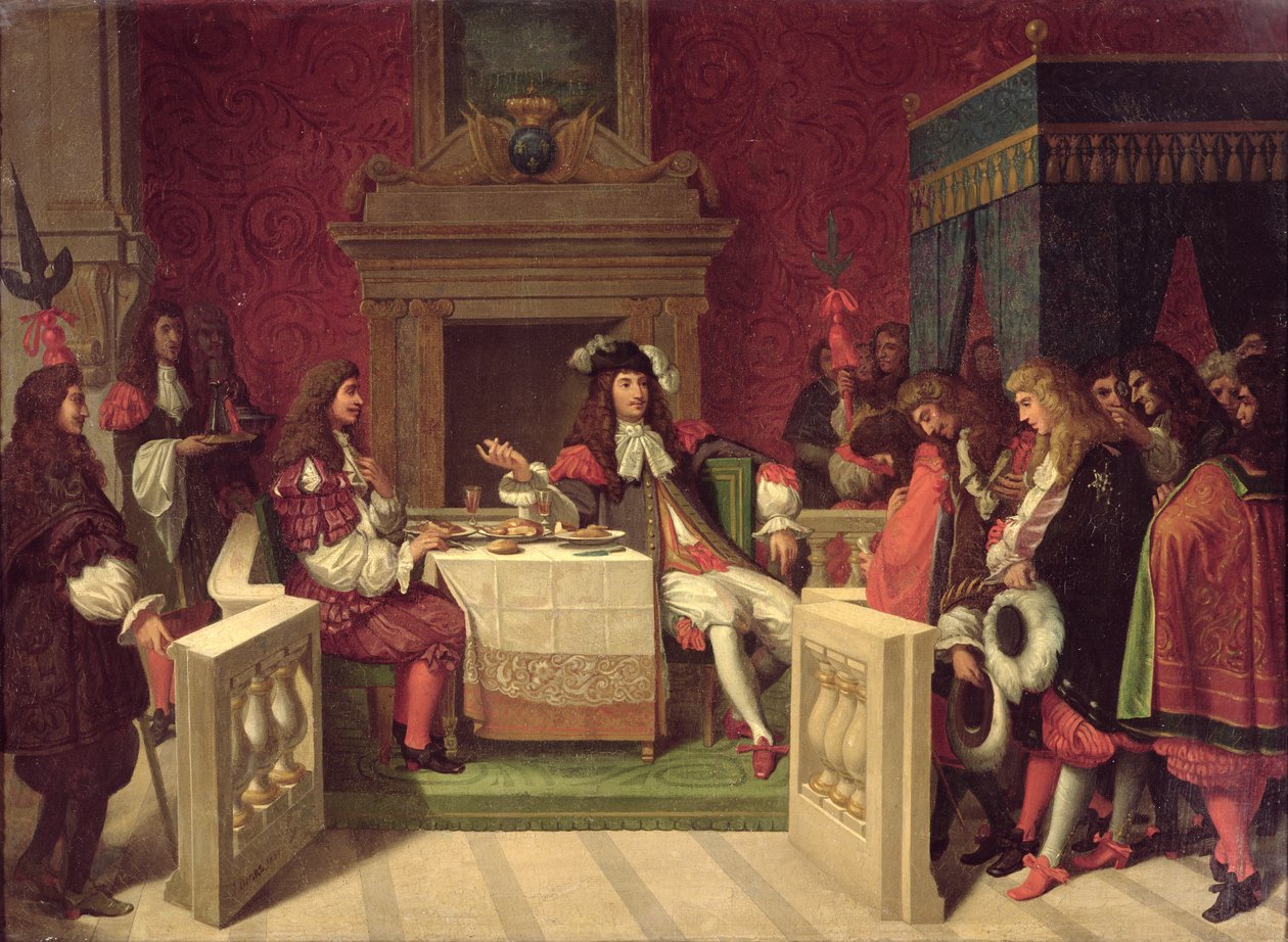 Molière (1622-73) speist mit Ludwig XIV. (1638-1715), 1857 von Jean Auguste Dominique Ingres