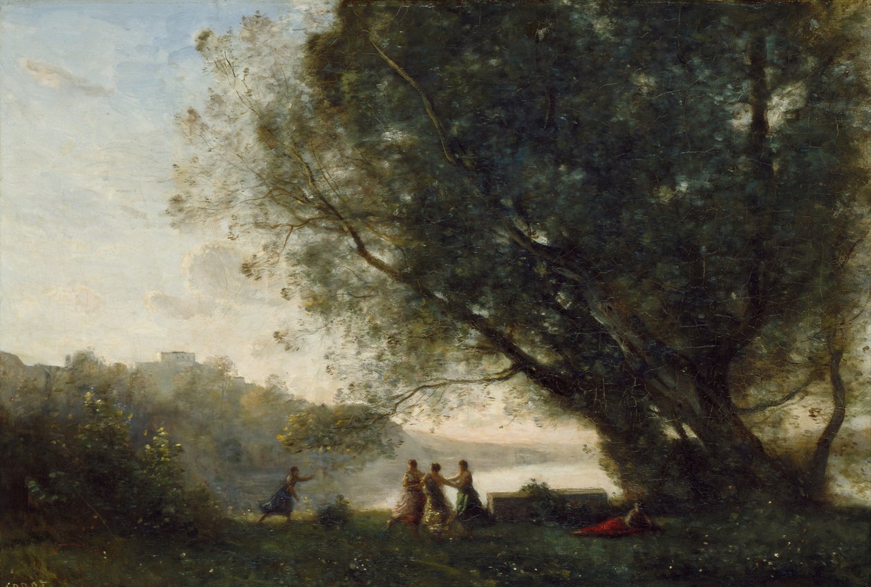 Tanz unter den Bäumen am Seeufer, 1865-70 von Jean Baptiste Camille Corot