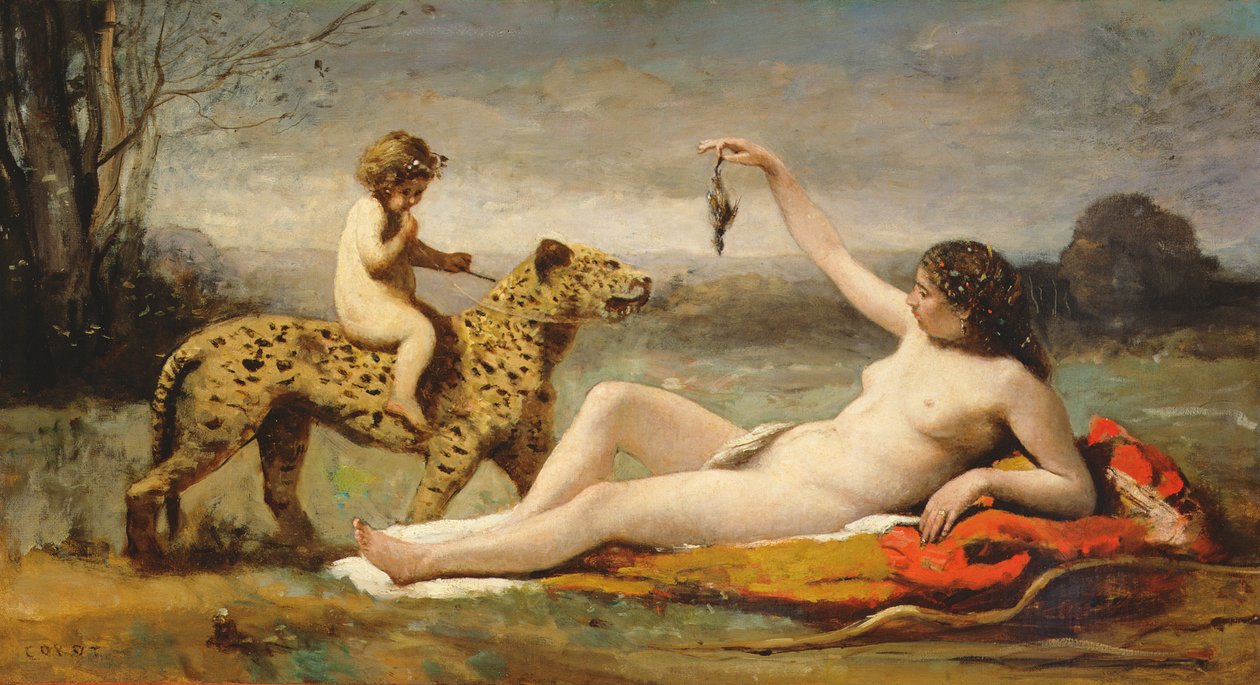 Die Bacchantin mit dem Panther, 1855-60 von Jean Baptiste Camille Corot