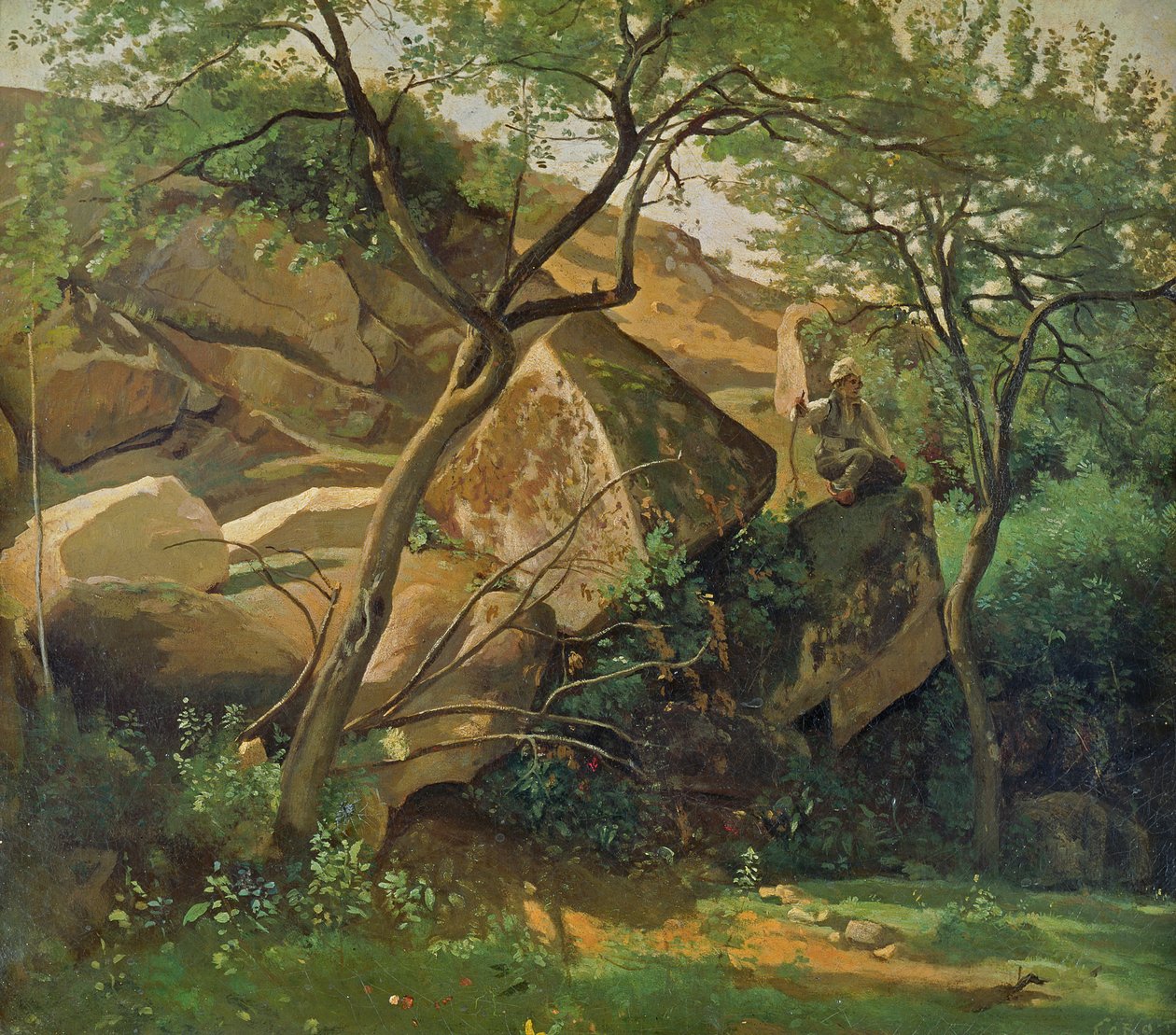 Felsen bei Fontainebleau, 1842 von Jean Baptiste Camille Corot