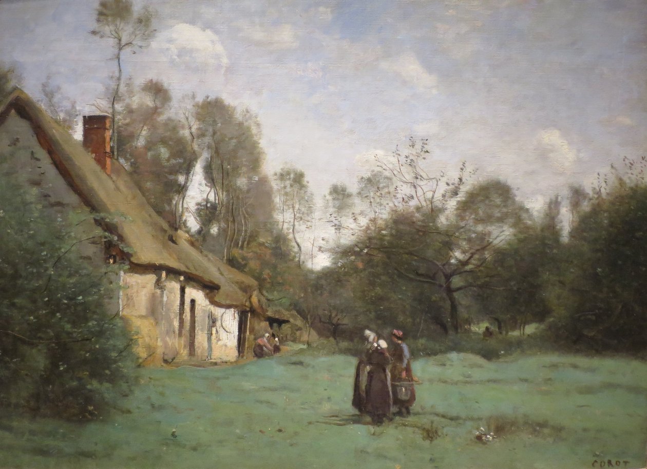 Reetgedecktes Haus in der Normandie von Jean Baptiste Camille Corot