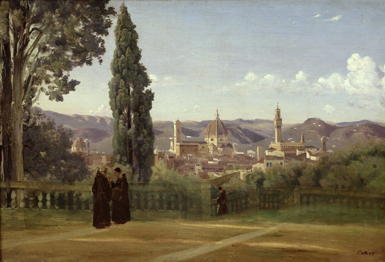 Blick auf Florenz von den Boboli-Gärten, ca. 1834-36 von Jean Baptiste Camille Corot