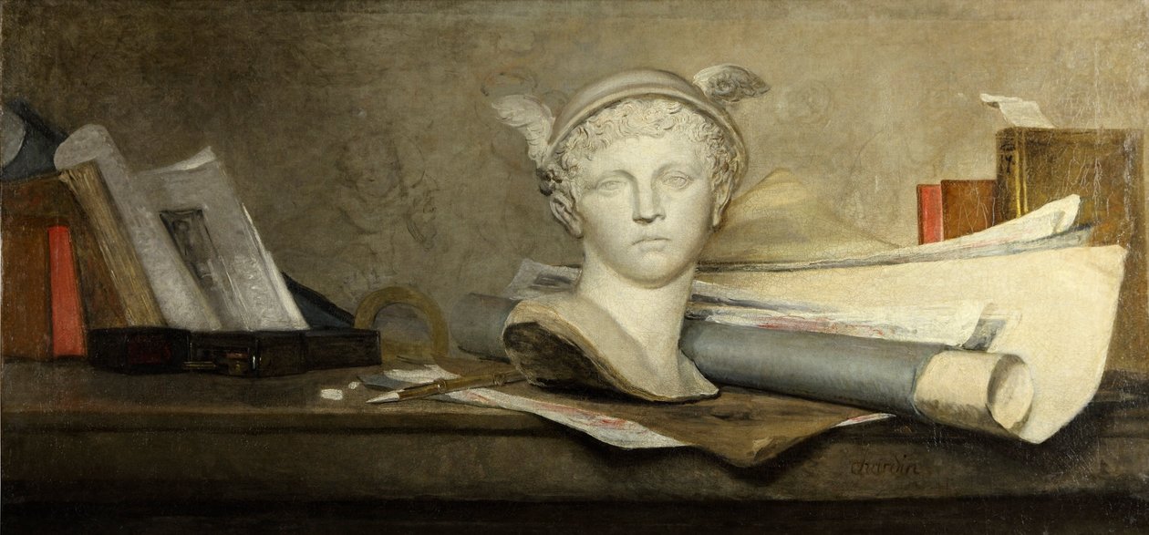 Stillleben mit Attributen der Künste von Jean Baptiste Simeon Chardin