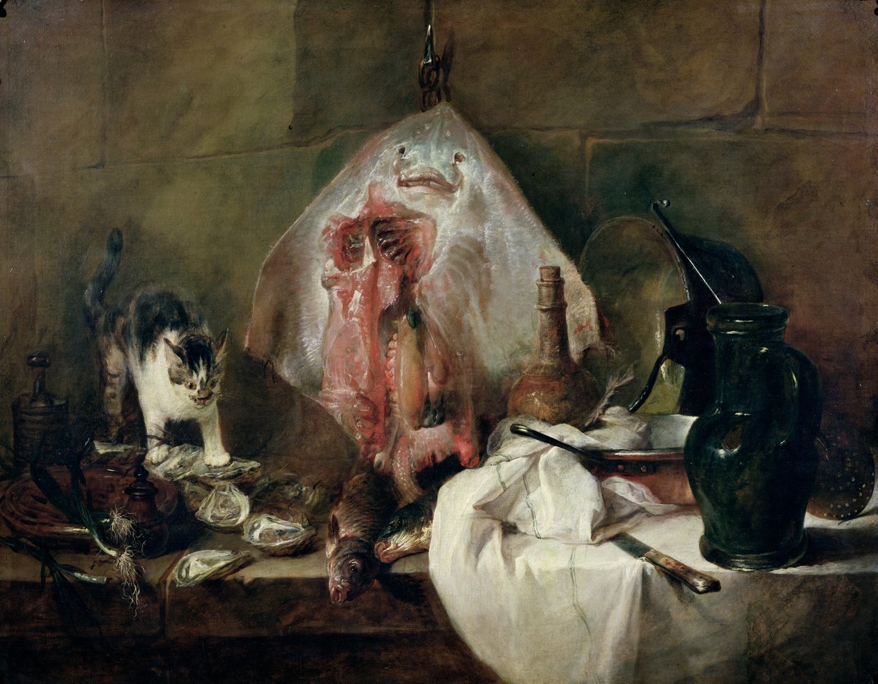 Der Rochen oder, Die Kücheninterieur, 1728 von Jean Baptiste Simeon Chardin