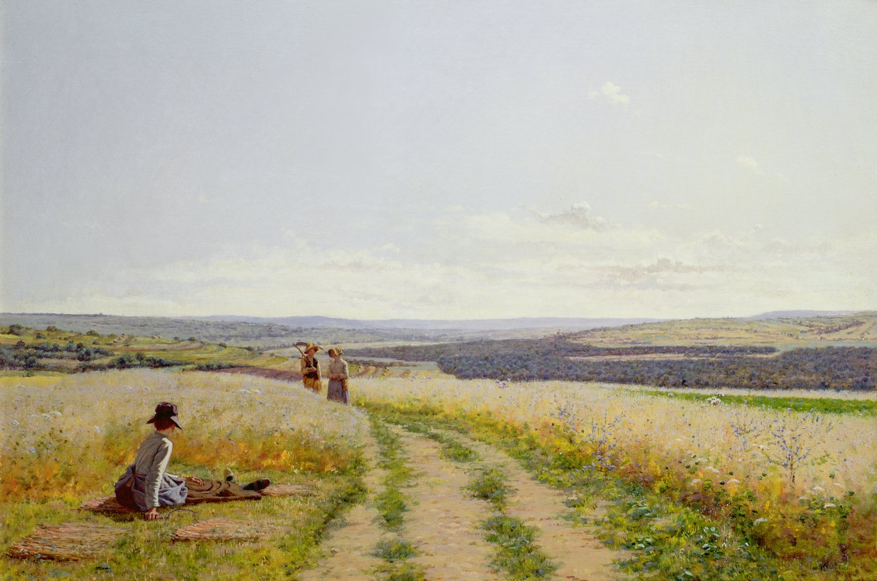 Mädchen auf den Feldern von Jean F. Monchablon
