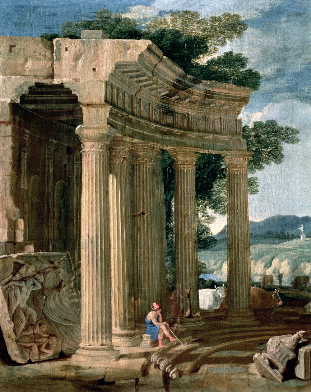 Landschaft mit Ruinen und einem Hirten von Jean Lemaire