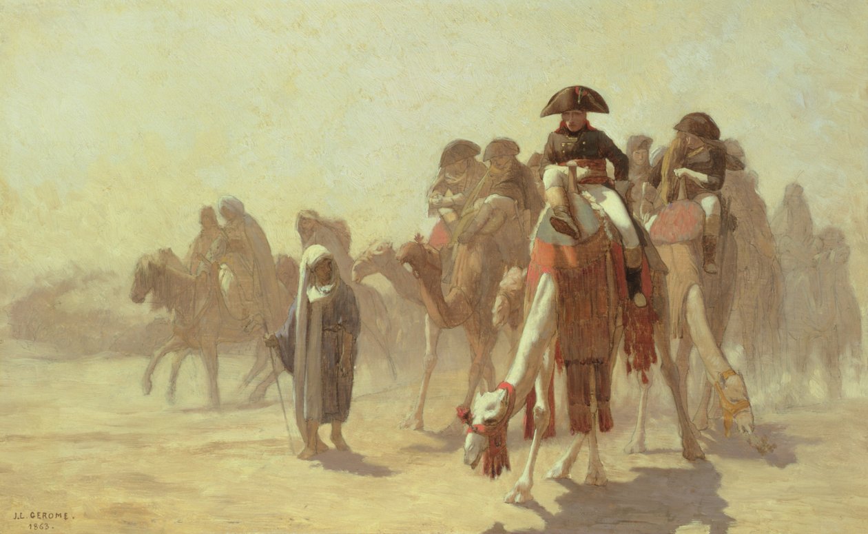 General Bonaparte mit seinem Militärstab in Ägypten, 1863 von Jean Leon Gerome