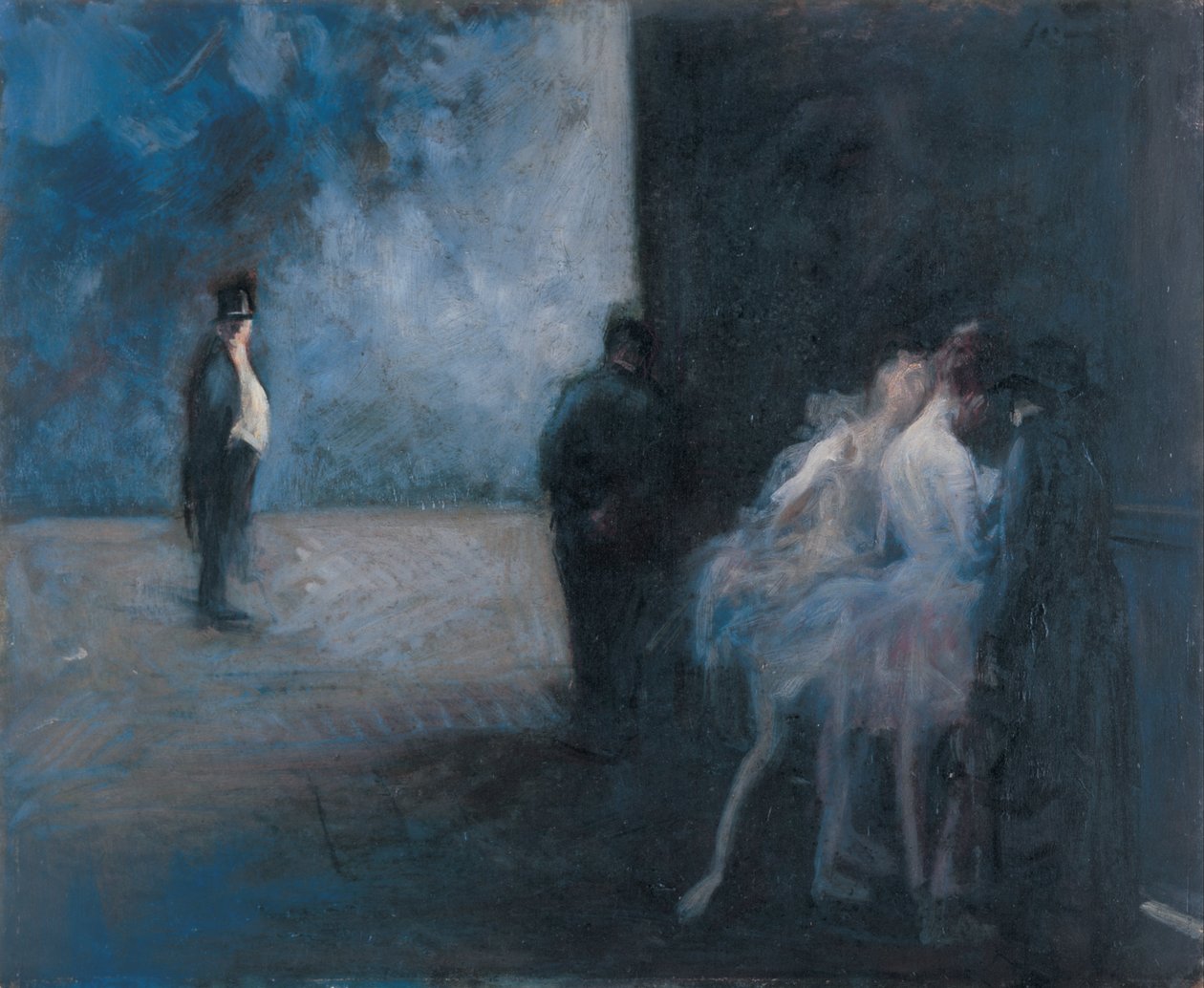 Hinter der Bühne - Symphonie in Blau von Jean Louis Forain