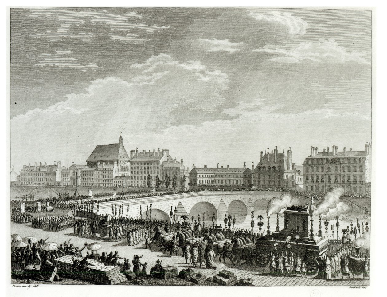Der Triumph von Voltaire, 11. Juli 1791, graviert von Pierre Gabriel Berthault (1737-1831) von Jean Louis the Younger Prieur