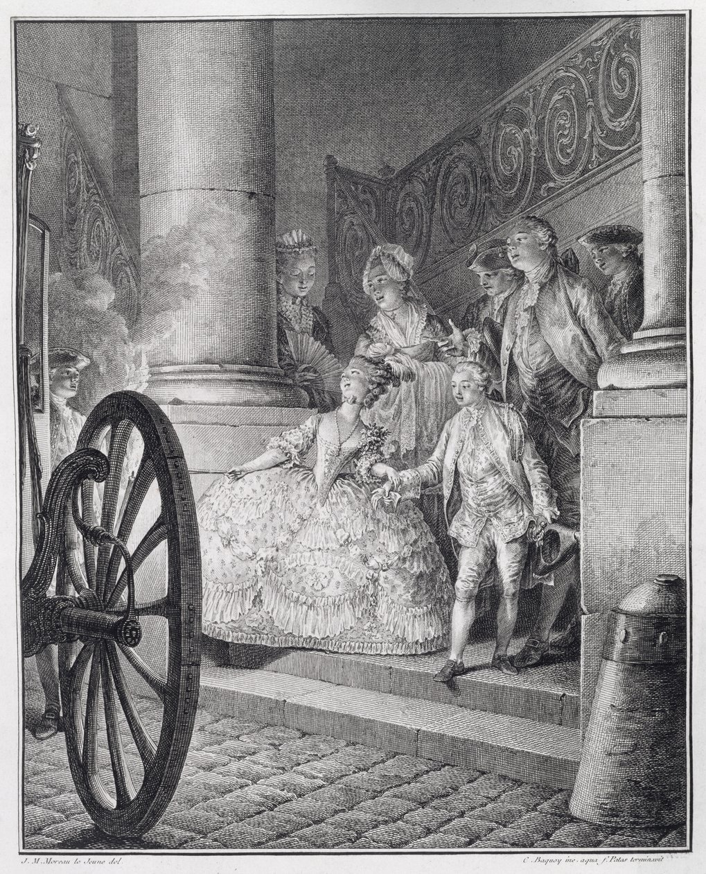 Ausflug zur Oper, graviert von P.C. Baquoy (1759-1829) und C.E. Patas (1744-1802) von Jean Michel the Younger Moreau
