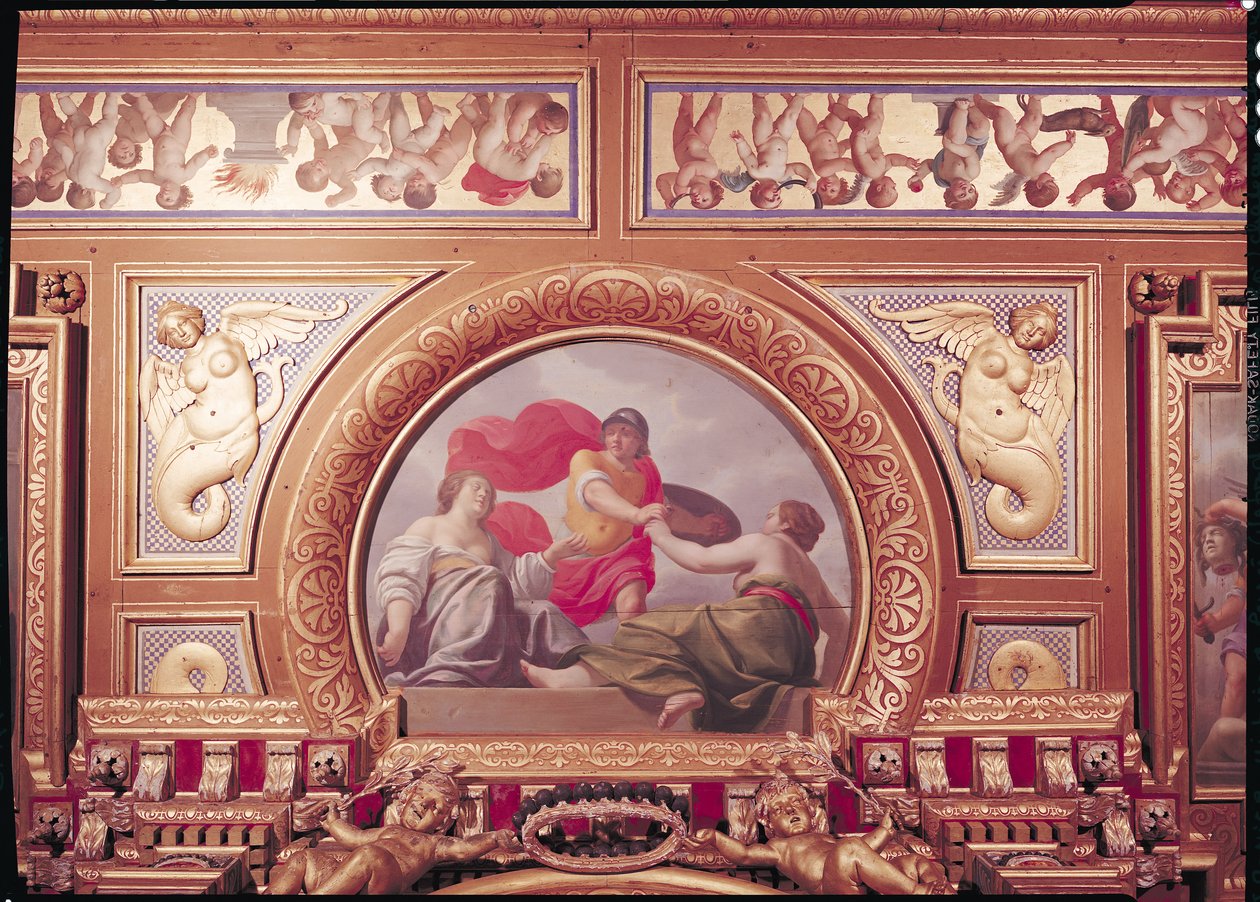Detail der Decke, die eine Szene aus der Geschichte von Perseus darstellt, im Königsschlafzimmer, ca. 1634 von Jean Laurent Mosnier