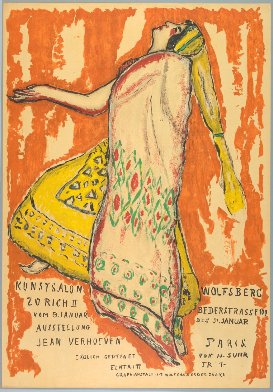 Plakat, Ausstellung Jean Verhoeven, Kunst Salon Wolfburg, ca. 1915 von Jean Verhoeven