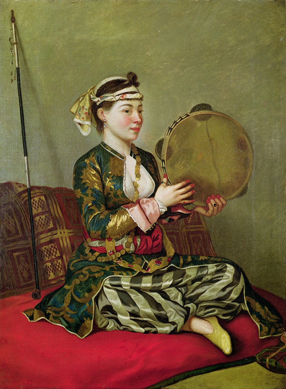 Türkische Frau mit Tamburin von Jean Étienne Liotard